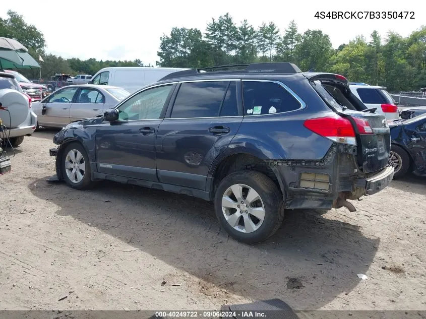 4S4BRCKC7B3350472 2011 Subaru Outback 2.5I Limited