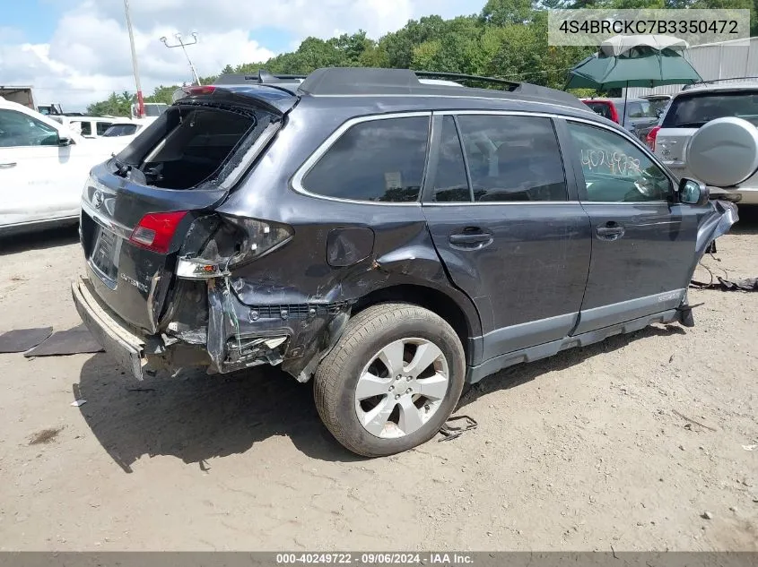 2011 Subaru Outback 2.5I Limited VIN: 4S4BRCKC7B3350472 Lot: 40249722