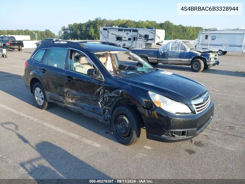 2011 Subaru Outback 2.5I VIN: 4S4BRBAC6B3328944 Lot: 40276387