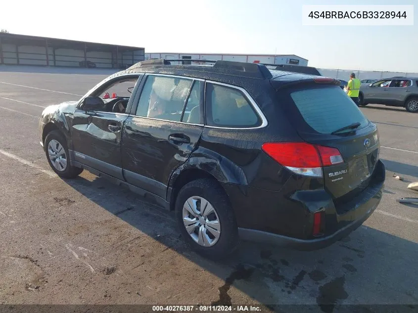 2011 Subaru Outback 2.5I VIN: 4S4BRBAC6B3328944 Lot: 40276387