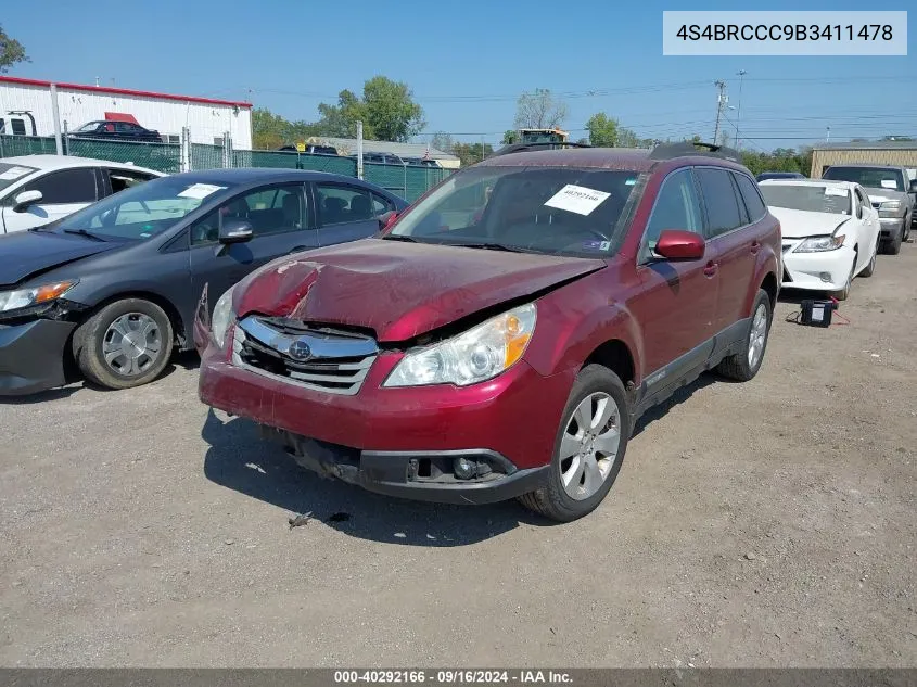 4S4BRCCC9B3411478 2011 Subaru Outback 2.5I Premium