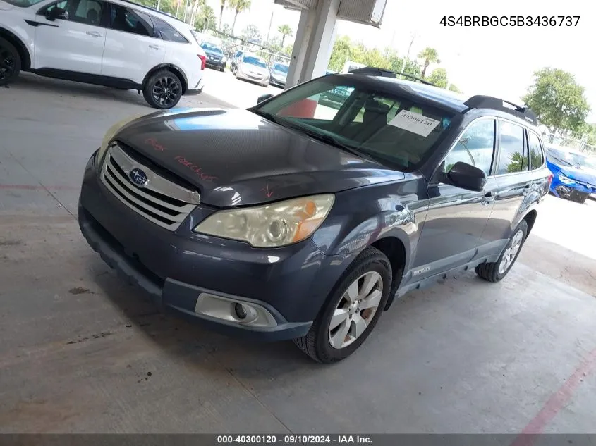 2011 Subaru Outback 2.5I Premium VIN: 4S4BRBGC5B3436737 Lot: 40300120