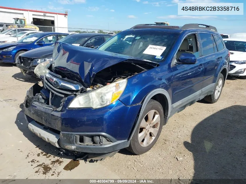 4S4BRBKC2B3358716 2011 Subaru Outback 2.5I Limited