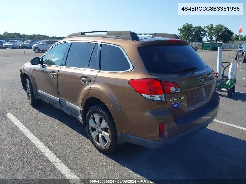 2011 Subaru Outback 2.5I Premium VIN: 4S4BRCCC8B3351936 Lot: 40306024