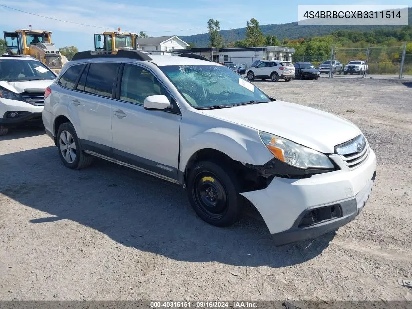 2011 Subaru Outback 2.5I Premium VIN: 4S4BRBCCXB3311514 Lot: 40315151