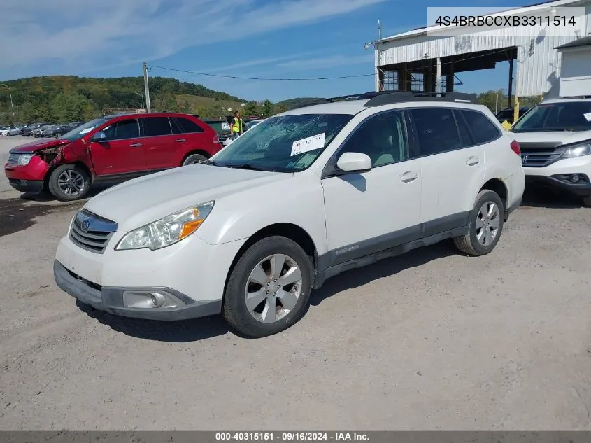 2011 Subaru Outback 2.5I Premium VIN: 4S4BRBCCXB3311514 Lot: 40315151