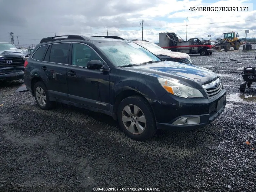 2011 Subaru Outback 2.5I Premium VIN: 4S4BRBGC7B3391171 Lot: 40320187