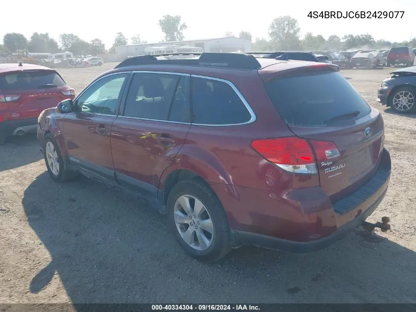 4S4BRDJC6B2429077 2011 Subaru Outback 3.6R Limited