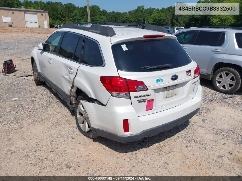 2011 Subaru Outback 2.5I Premium VIN: 4S4BRBCC9B3332600 Lot: 40337142