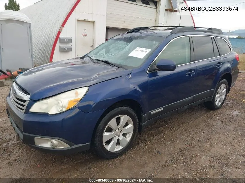 2011 Subaru Outback 2.5I Premium VIN: 4S4BRBCC2B3393674 Lot: 40340009