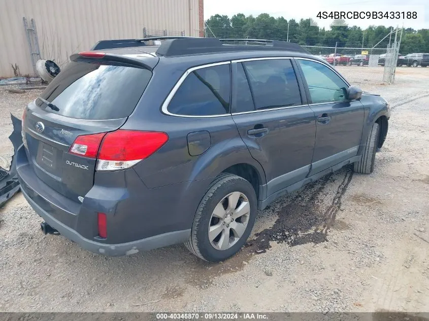 2011 Subaru Outback 2.5I Premium VIN: 4S4BRCBC9B3433188 Lot: 40345870