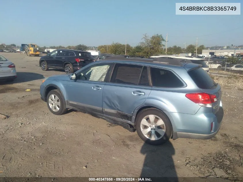 2011 Subaru Outback 2.5I Limited VIN: 4S4BRBKC8B3365749 Lot: 40347858