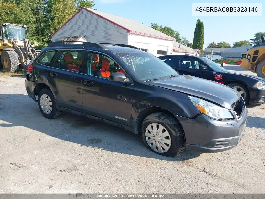 2011 Subaru Outback 2.5I VIN: 4S4BRBAC8B3323146 Lot: 40352633