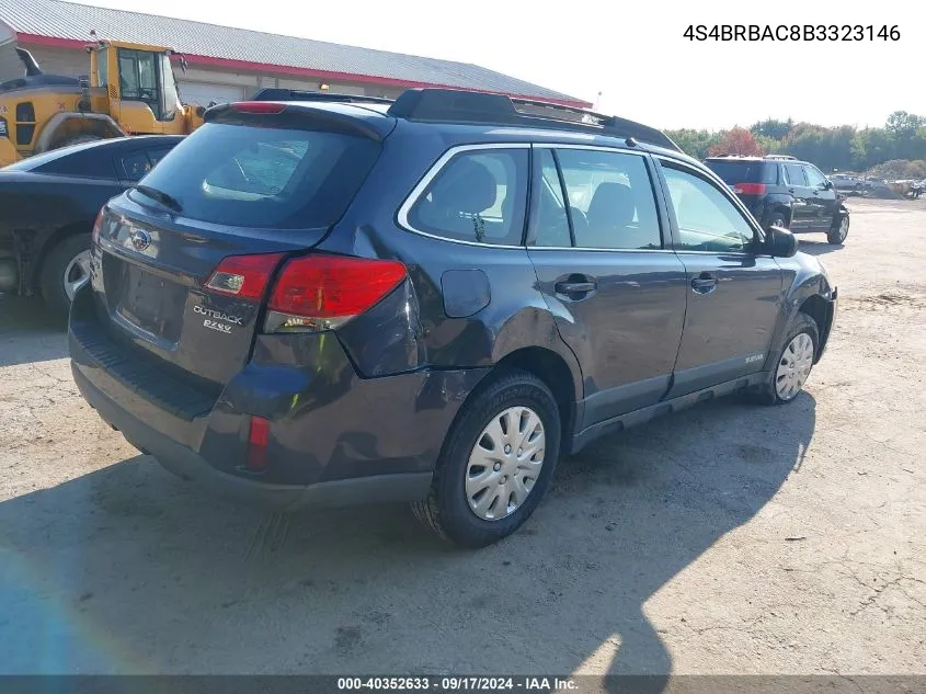 2011 Subaru Outback 2.5I VIN: 4S4BRBAC8B3323146 Lot: 40352633