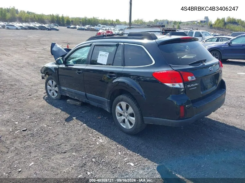 2011 Subaru Outback 2.5I Limited VIN: 4S4BRBKC4B3406247 Lot: 40355721