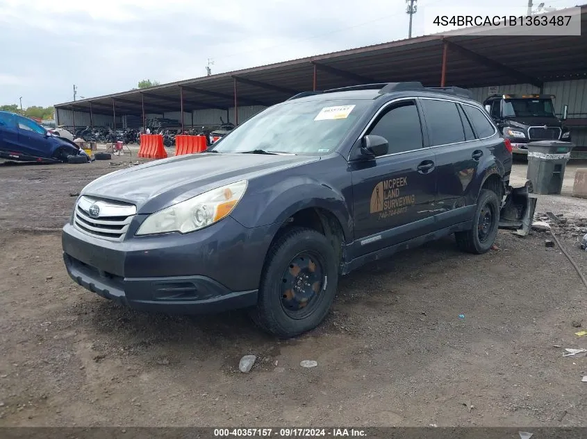 2011 Subaru Outback 2.5I VIN: 4S4BRCAC1B1363487 Lot: 40357157