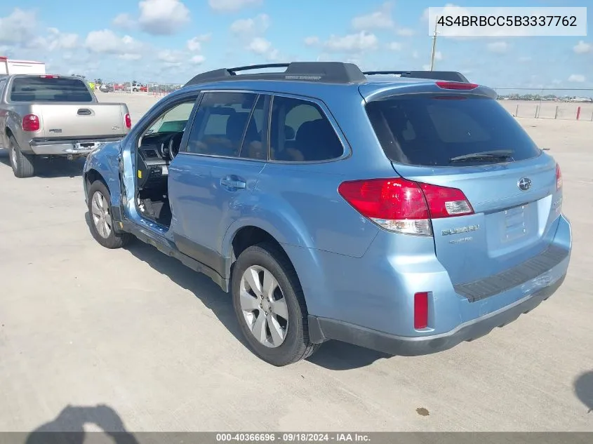 2011 Subaru Outback 2.5I Premium VIN: 4S4BRBCC5B3337762 Lot: 40366696