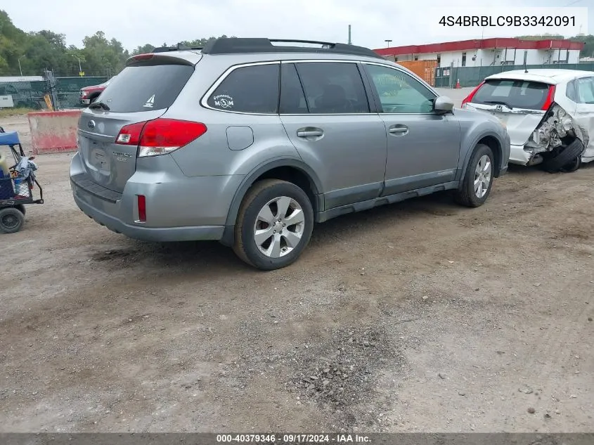 2011 Subaru Outback 2.5I Limited VIN: 4S4BRBLC9B3342091 Lot: 40379346