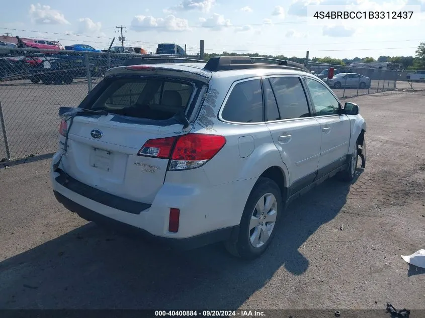 2011 Subaru Outback 2.5I Premium VIN: 4S4BRBCC1B3312437 Lot: 40400884