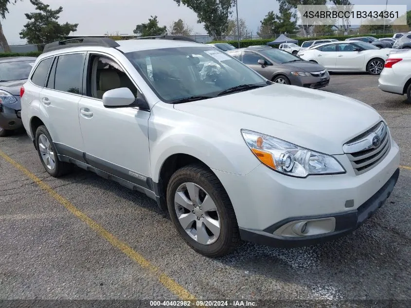 2011 Subaru Outback 2.5I Premium VIN: 4S4BRBCC1B3434361 Lot: 40402982