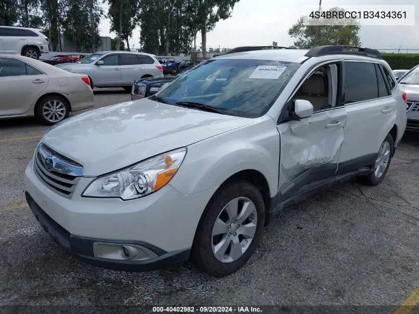 2011 Subaru Outback 2.5I Premium VIN: 4S4BRBCC1B3434361 Lot: 40402982