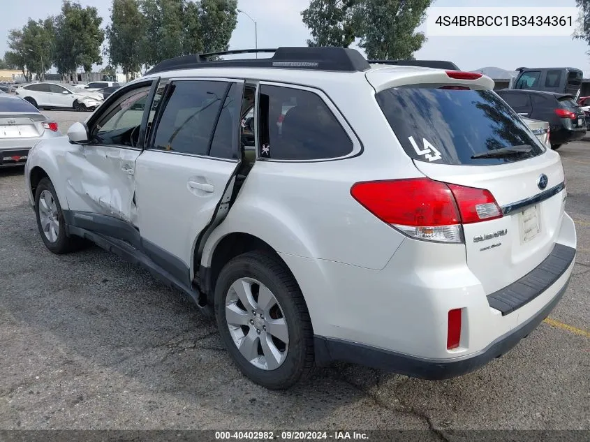 2011 Subaru Outback 2.5I Premium VIN: 4S4BRBCC1B3434361 Lot: 40402982