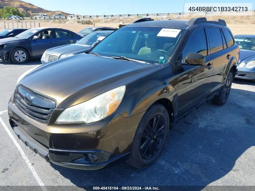 2011 Subaru Outback 2.5I Premium VIN: 4S4BRBFC1B3342713 Lot: 40415104