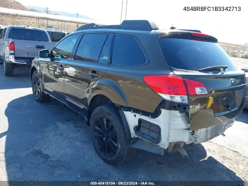 2011 Subaru Outback 2.5I Premium VIN: 4S4BRBFC1B3342713 Lot: 40415104