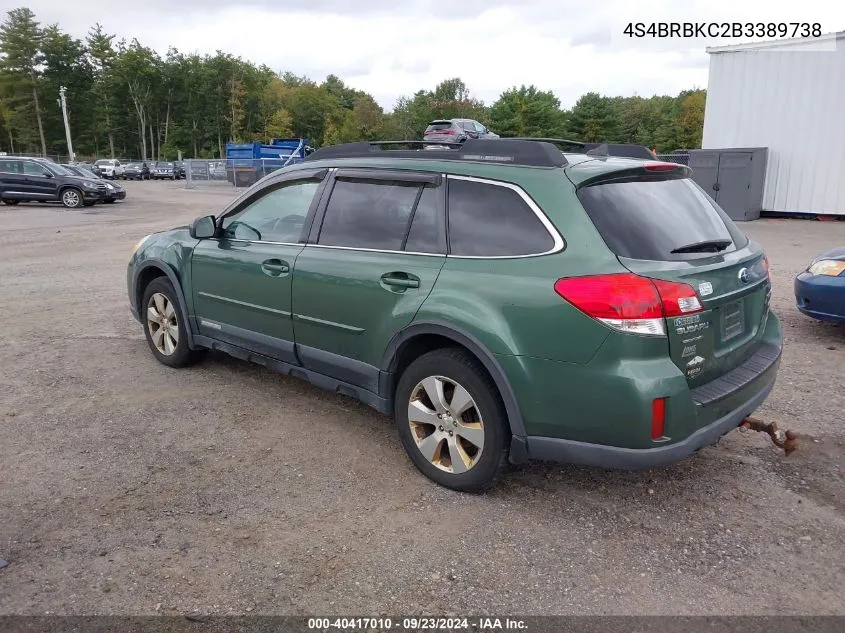 2011 Subaru Outback 2.5I Limited VIN: 4S4BRBKC2B3389738 Lot: 40417010