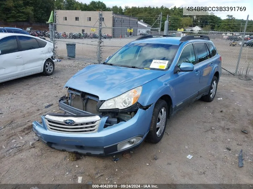 2011 Subaru Outback 2.5I Premium VIN: 4S4BRBCC3B3391769 Lot: 40428918