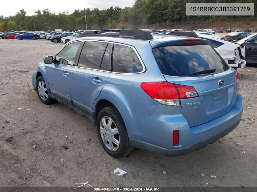 2011 Subaru Outback 2.5I Premium VIN: 4S4BRBCC3B3391769 Lot: 40428918