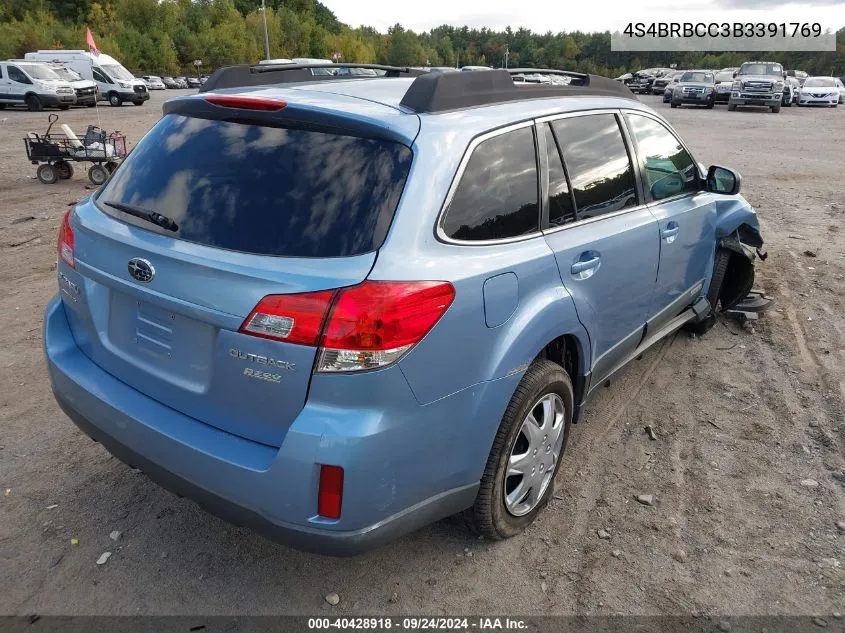 2011 Subaru Outback 2.5I Premium VIN: 4S4BRBCC3B3391769 Lot: 40428918