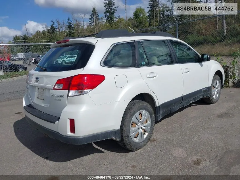 2011 Subaru Outback 2.5I VIN: 4S4BRBAC5B1444762 Lot: 40464178