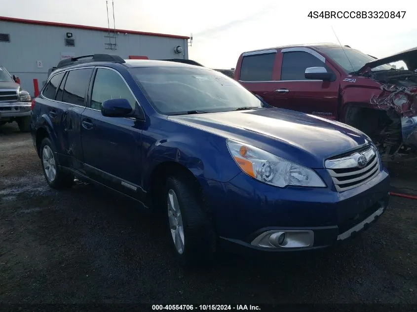 2011 Subaru Outback 2.5I Premium VIN: 4S4BRCCC8B3320847 Lot: 40554706