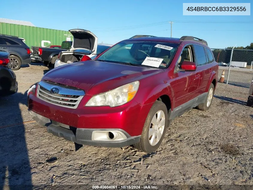 2011 Subaru Outback 2.5I Premium VIN: 4S4BRBCC6B3329556 Lot: 40604061