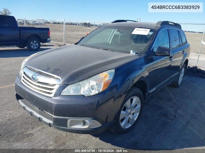 2011 Subaru Outback 2.5I Premium VIN: 4S4BRCCC6B3383929 Lot: 40614788