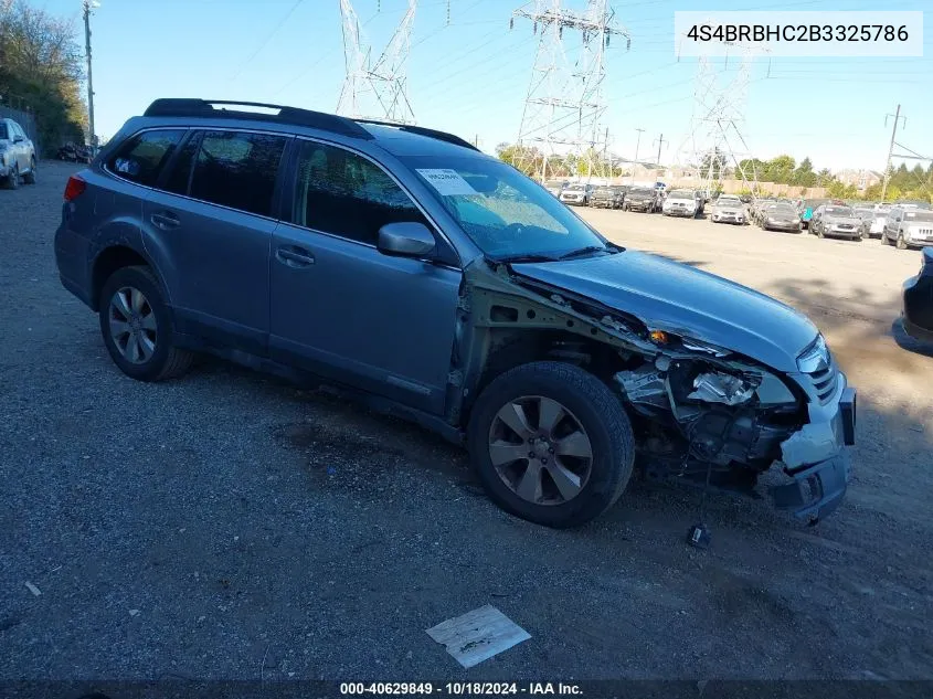 2011 Subaru Outback 2.5I Premium VIN: 4S4BRBHC2B3325786 Lot: 40629849