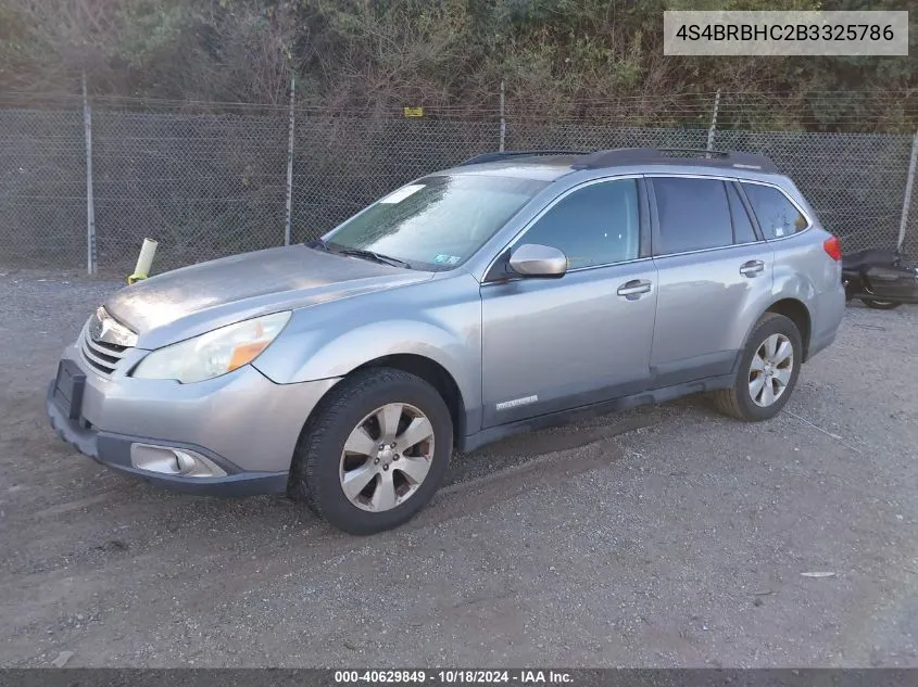 2011 Subaru Outback 2.5I Premium VIN: 4S4BRBHC2B3325786 Lot: 40629849