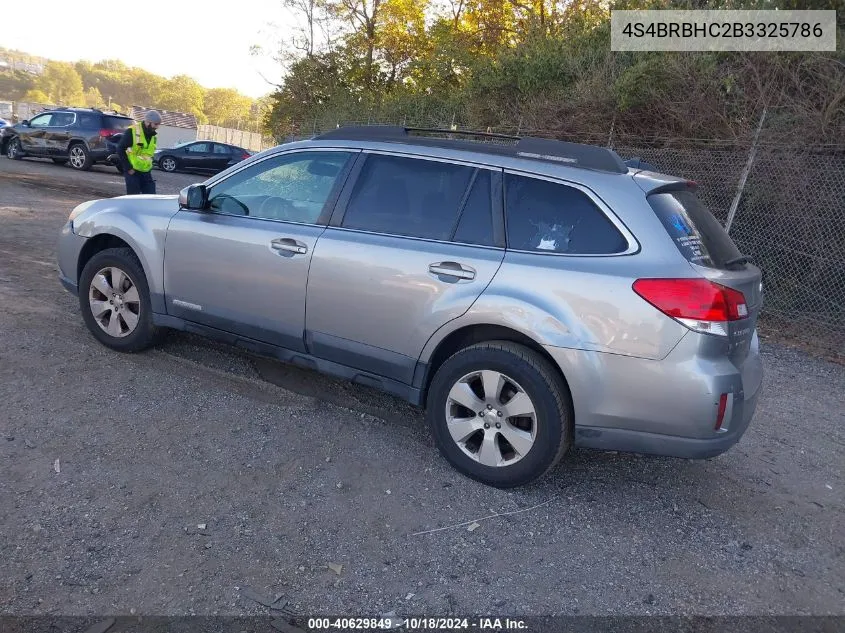 2011 Subaru Outback 2.5I Premium VIN: 4S4BRBHC2B3325786 Lot: 40629849