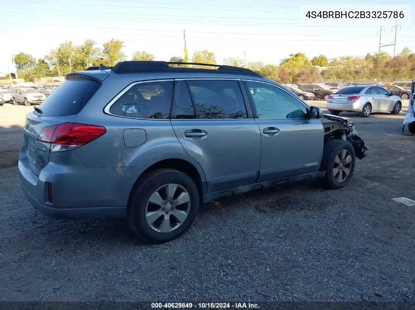 2011 Subaru Outback 2.5I Premium VIN: 4S4BRBHC2B3325786 Lot: 40629849