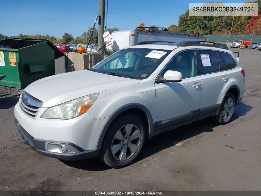 2011 Subaru Outback 2.5I Limited VIN: 4S4BRBKC0B3349724 Lot: 40639892