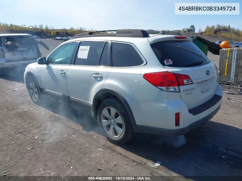 2011 Subaru Outback 2.5I Limited VIN: 4S4BRBKC0B3349724 Lot: 40639892