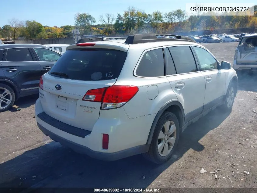 2011 Subaru Outback 2.5I Limited VIN: 4S4BRBKC0B3349724 Lot: 40639892