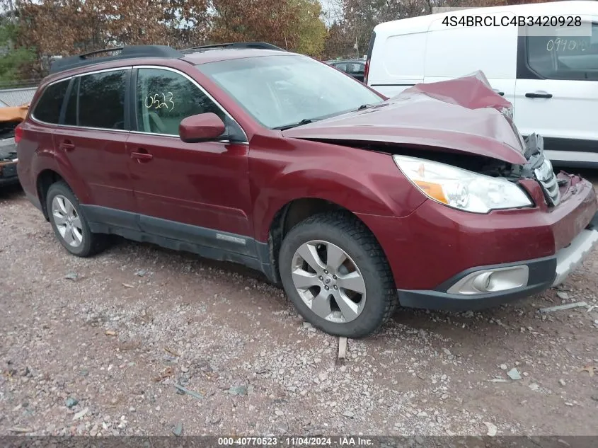 2011 Subaru Outback 2.5I Limited VIN: 4S4BRCLC4B3420928 Lot: 40770523