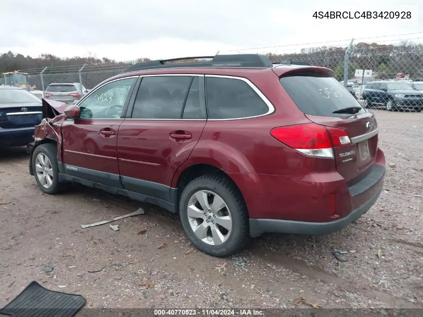 2011 Subaru Outback 2.5I Limited VIN: 4S4BRCLC4B3420928 Lot: 40770523