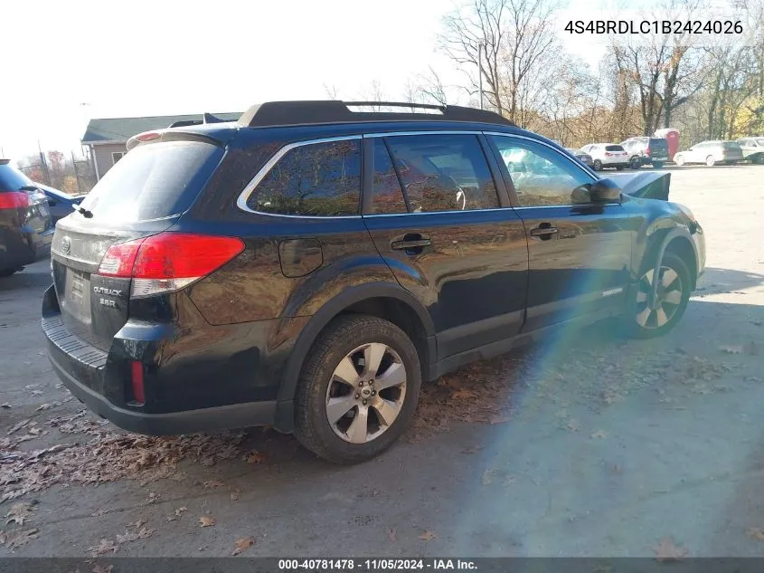 2011 Subaru Outback 3.6R Limited VIN: 4S4BRDLC1B2424026 Lot: 40781478