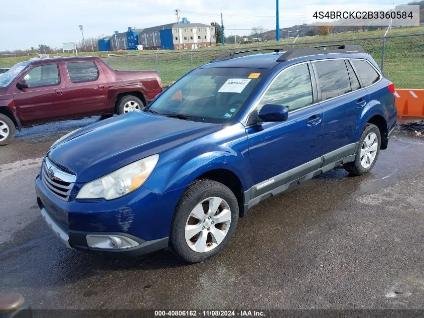 4S4BRCKC2B3360584 2011 Subaru Outback 2.5I Limited