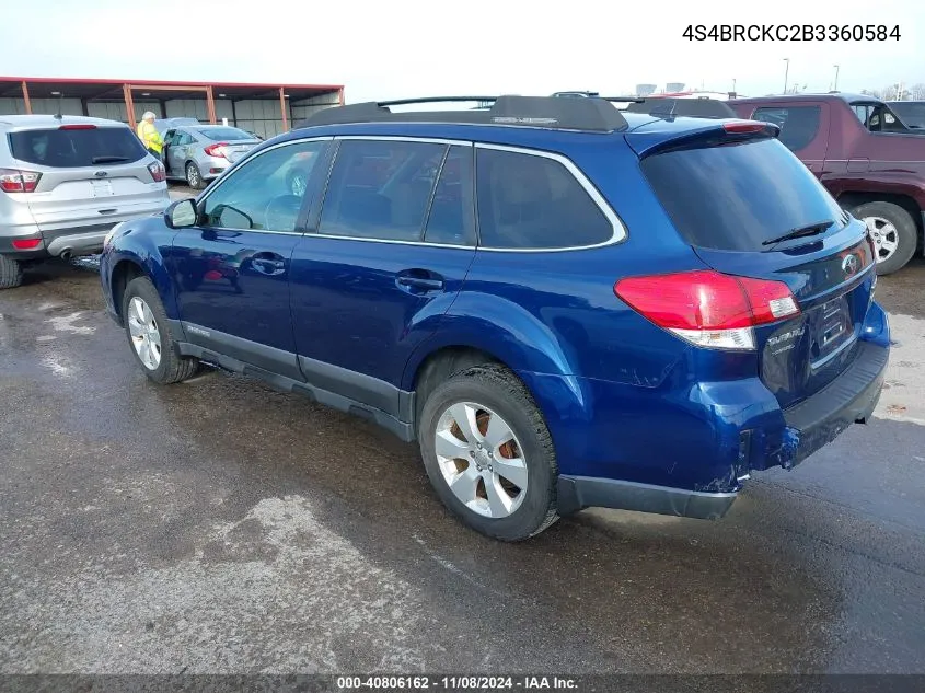 4S4BRCKC2B3360584 2011 Subaru Outback 2.5I Limited