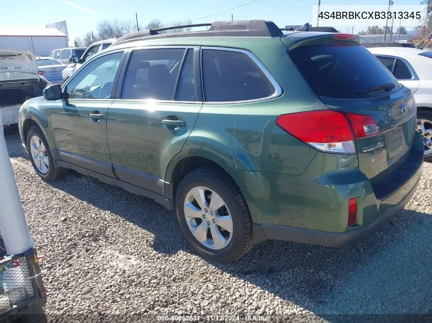 2011 Subaru Outback 2.5I Limited VIN: 4S4BRBKCXB3313345 Lot: 40852831