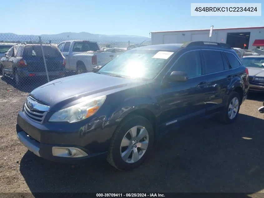 2012 Subaru Outback 3.6R Limited VIN: 4S4BRDKC1C2234424 Lot: 39709411